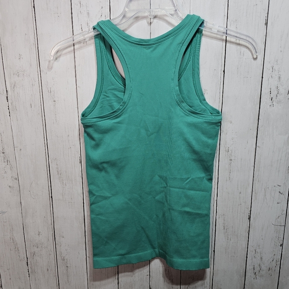 SPANX Racerback Ribbed Green Tank Top Stretch Shelf Bra Women’s Size S/M. - Picture 4 of 6